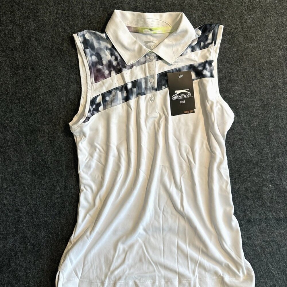 NWT Slazenger Womens Missy Excursion White Sleeveless Polo Golf Shirt XS XSmall